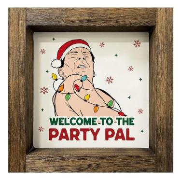 Imagem de Decorações de Natal rígidas, placas de madeira engraçadas de Natal com moldura para decoração de bandeja de parede de mesa de parede de banheiro em camadas, presentes de mercadoria rígida, material de