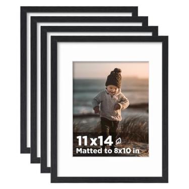Imagem de KINLINK Conjunto de 4 porta-retratos de 28 x 35 cm, molduras de madeira 35 x 28 cm com acrílico para fotos de 20 x 25 cm com tapete ou 28 x 35 sem tapete, colagem para galeria de parede e exibição de