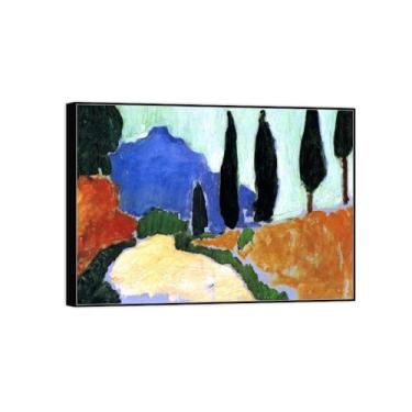 Imagem de BMZFYBS Arte de parede em tela reprodução de pintura famosa - imagens de moldura preta para sala de estar - ciprestes - pôster e impressões 50 x 70 cm 20 x 27 pol