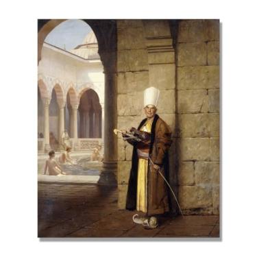 Imagem de NHLDZYH Pinturas a óleo famosas, (O Grande Eunuco Branco) de Jean Leon Gerome, reprodução impressa em tela, arte de cenário para decoração de sala de estar. Tela somente 30 x 36 cm - 11,8 x 14,2 pol