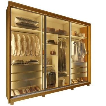 Imagem de Guarda Roupa Roupeiro de Casal Gelius Platinum 100% MDF com 3 portas r