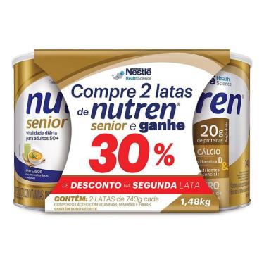 Imagem de Nutren Senior Sem Sabor Suplemento Alimentar 2 Latas 740g cada e Ganhe 30% de Desconto na 2º Lata
