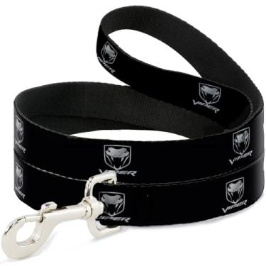 Imagem de Coleira para cachorro - Dodge Viper Black Silver Logo Repeat