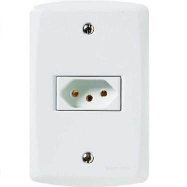 Imagem de Tomada 3p 10a Lux2 Tramontina - Conjunto Branco - Placa Modular - Parafusos Inclusos