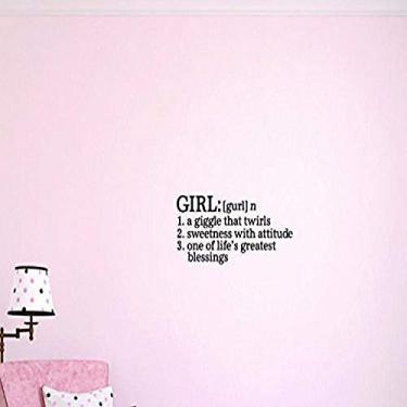 Imagem de Design with Vinyl Adesivo de parede Moti 1415 1 Girl Definition, Giggle That Twirls, Sweetness with Attitude, One of Life's Greatest Blessings Bedroom Quote Peel & Stick, 25,4 cm x 50,8 cm, preto