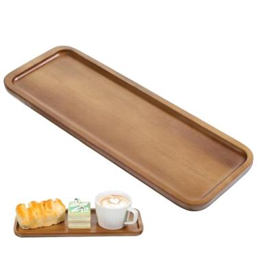 Imagem de SynHHergyx Bandeja pequena de madeira, bandejas e travessas de madeira maciça, mini tábuas de charcutaria de madeira de acácia, retangular, pequena decoração de casa, tábua de queijos para alimentos