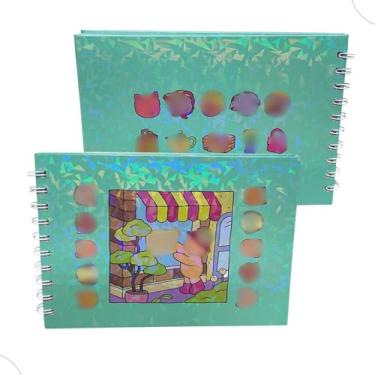 Imagem de Livro de Colorir com 48 Folhas Papel Grosso Capa Dura Brilhante Holográfica vem com folha protetora de acetato (Verde)