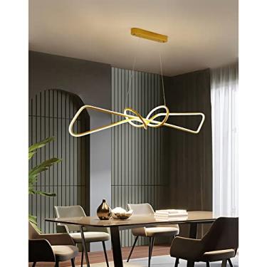 Imagem de Luminária pendente LED para mesa de jantar, luminária regulável para cozinha, luminária pendente dourada com controle remoto, altura ajustável, luminária de teto suspensa para sala de jantar