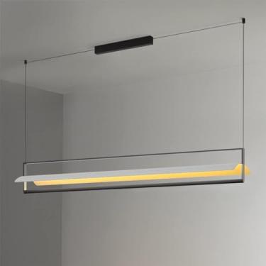 Imagem de Restaurante Longo Lustre LED Luxo Zigzag Pendurado Luz Simples Arte Metal Teto Pendurado Lâmpada Decoração Interior Luminárias, Decoração Moderna