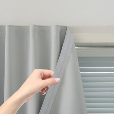 Imagem de Sovtfides Cortinas autoadesivas, cortina blackout portátil, simples e fácil de instalar, janela de quarto, isolamento térmico, cozinha, quarto, escurecimento, preto, cortinas pequenas, 119 cm L x 213
