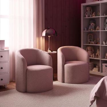 Imagem de Kit 02 Poltronas Curva Orgânica Nature Gaia Boucle Rosê - Montanaris D