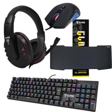 Imagem de Kit Gamer Com Teclado Mouse Headset Mouse Pad SET011 - CLANM