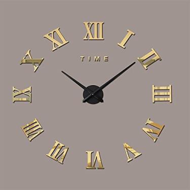 Imagem de 8SSAZZAT Relógio de parede grande relógio facial de espuma de quartzo decoração de casa adesivo de sala de estar relógio de parede retrô (cor: E, tamanho: um) (C um) (D um)