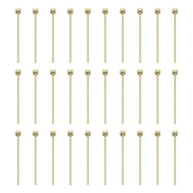 Imagem de HARFINGTON 100 pinos de cabeça de bola de ouro 14K 16 mm 16 mm para brinco, pingente, colar, pulseira, berloque, joias, descobertas, artesanato faça você mesmo