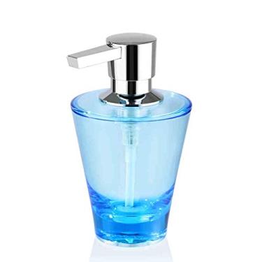 Imagem de Frasco de vidro transparente dispensador de sabão dispensador de garrafas de bancada com bomba à prova de ferrugem loção recarregável bomba de sabão líquido (cor: azul)