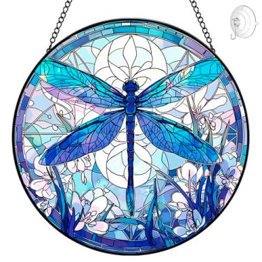 Imagem de Captador de sol Dragonfly para pendurar em vitrais - 20 cm para janelas - apanhadores de sol para janelas internas com ganchos e corrente - presentes de aniversário para mamãe avó