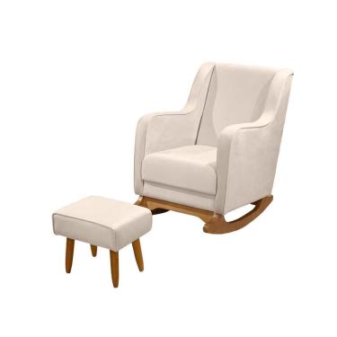 Imagem de Poltrona De Amamentação Com Balanço Com Puff Aquila Linho Ds Home Linho Bege