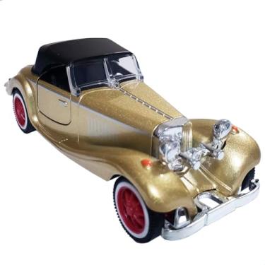 Imagem de Carrinho De Ferro Mercedes 500k Miniatura Vintage Coleção 1/32 Clássicos (Dourado)