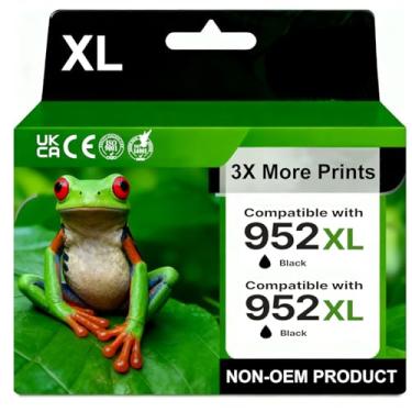 Imagem de Pacote combo de cartuchos de tinta 952XL de alto rendimento para HP 952 952XL Ink compatível com HP OfficeJet 8702 OfficeJet Pro 8710 8715 8716 8720 8210 7740 7730 7720 impressora (2 x preta)