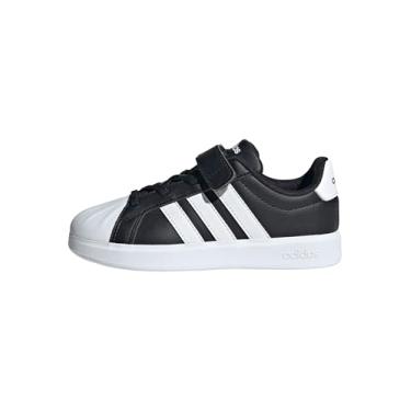Imagem de adidas Tênis infantil unissex Streetalk elástico de renda e alça, Preto/branco/branco, 13 Wide Little Kid