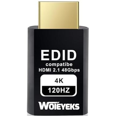 Imagem de Woieyeks Plugue fictício HDMI 2.1 4K 120Hz, emulador de exibição virtual, adaptador de exibição fantasma sem cabeça suporta 3840x2160@120HZ, 1440@120HZ, 1080P@120HZ EDID monitor emulador (8K não