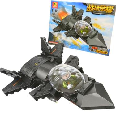 Imagem de Blocos de Construção para Montar e Desmontar, Kit de Construção - Avião militar 259 peças - Presente para Crianças e Adultos, Brinquedos Educativos de Engenharia e Construção (Avião)