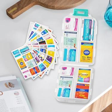 Imagem de Organizador de comprimidos de 10 compartimentos com etiquetas – Caixa portátil de comprimidos de viagem para vitaminas e medicamentos | dobrável, à prova d'água, sem BPA | manhã/tarde/noite