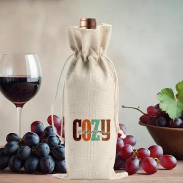Imagem de Sacola de vinho aconchegante para temporada de outono para amigos, colegas, família, mulheres, homens, presentes para festas engraçadas de vinho