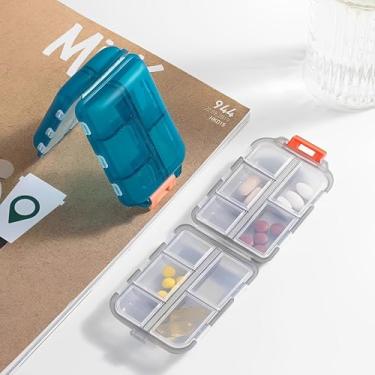 Imagem de Caixa organizadora de comprimidos verde com 5 compartimentos, recipiente compacto de medicamentos para vitaminas e comprimidos diários