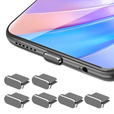 Imagem de Generic Plugues antipoeira USB C, 6 peças de capas antipoeira tipo C, protetores de poeira de telefone de liga de alumínio, Tipo-C Capa de porta de carregamento para dispositivos de smartphone tipo C