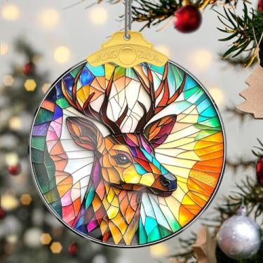 Imagem de Enfeites de Natal para pendurar em cristal de veado, enfeites de árvore de Natal feitos à mão, decoração de carro e casa - presentes de Natal, decoração de artesanato em acrílico, ideias de troca de