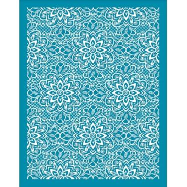 Imagem de Generic Estêncil de impressão de tela de seda com padrão floral 9,98 x 12,7 cm, estêncil de argila reutilizável para pintura em madeira, decoração faça você mesmo, tecido de camiseta
