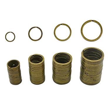 Imagem de Chaveiro dividido com 20 peças, tamanhos variados, cor bronze vintage plano, 4 tamanhos (4/5, 1, 1-1/5, 1-2/5 polegadas) para chaveiro de carro doméstico