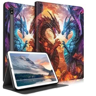 Imagem de HEAKIERG Capa para tablet Samsung Galaxy Tab S9 Plus 2023/Samsung Galaxy Tab S9 FE Plus de 12,4 polegadas, capa protetora de couro PU com suporte para vários ângulos de visão, roxo dragão
