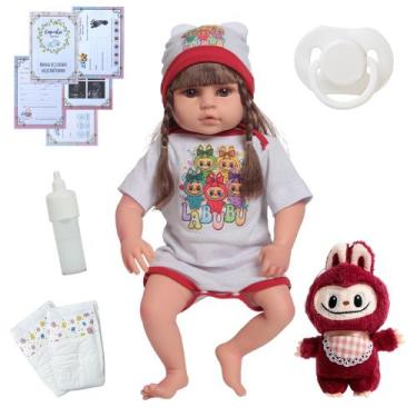 Imagem de Boneca Bebê Reborn Valentina Silicone Enxoval Labubu Fofo - Cegonha Re