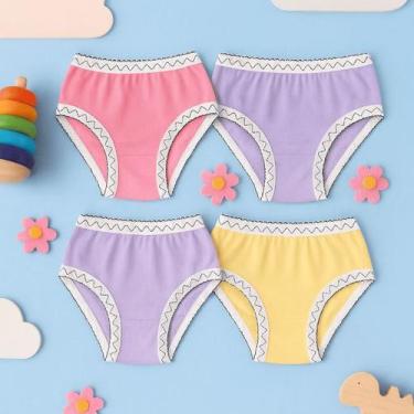 Imagem de Kit 10 Calcinhas Infantil Menina de 01 a 10 Anos 85% Algodão Macia e C