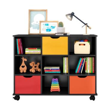 Imagem de Nicho Organizador C/ 3 Gavetas C/ Rodízio Q01 Preto/Colorido