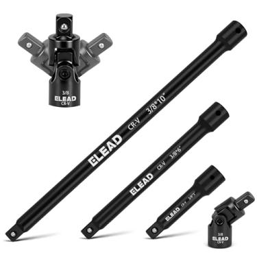 Imagem de Conjunto de 4 peças de extensão de soquete de 3/20.3 cm, conjunto de extensão profissional, 3, 6, 25.4 cm, soquete de junta universal de 3/8 polegadas, extensor de chave de aço Cr-V premium