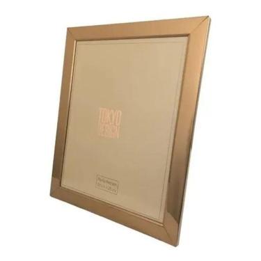 Imagem de 2X Porta Retrato 20X25 Aço Inox Moldura Prata/Rose Vidro Cor