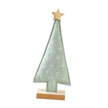 Imagem de oshhni Árvore de Natal de mesa, pequena árvore de Natal, decoração de Natal em feltro, enfeite para prateleira, armário, escritório, Luz Verde, 14x6x31.3 Cm
