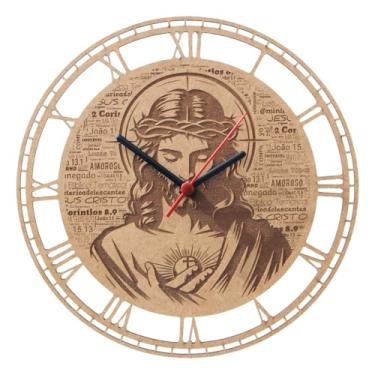 Imagem de Relógio de Parede Jesus Cristo em Madeira MDF com 29cm