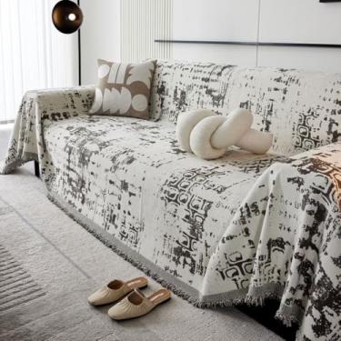 Imagem de Capa de sofá extensível para sofá, microfibra ultramacia, antiderrapante, protetor de móveis, reversível, design acolchoado antiderrapante para sala de estar, uso diário, café cinza, 180 x 300 cm