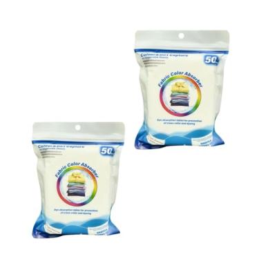 Imagem de 100 Lenços Folha Antimanchas Absorvente De Cor Roupas Misturadas Máquina Lavar Roupa Branca