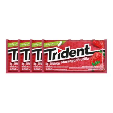 Imagem de Kit 4 Chiclete Trident Morango 8g com 5 Unidades