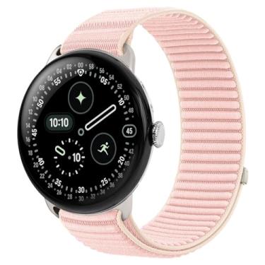 Imagem de BandRain Pulseiras esportivas de nylon compatíveis com Google Pixel Watch 4/3/2/1 de 45 mm e 41 mm, conector de aço atualizado, pulseiras de substituição trançadas macias e respiráveis para mulheres e