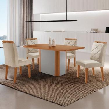 Imagem de Mesa de Jantar Isadora Tampo 120cm MDF Canto Copo e 4 Cadeiras Melissa