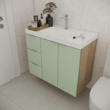 Imagem de Gabinete Com Cuba Vittare 79,6cm Estilare Gab5004 Carv/verde