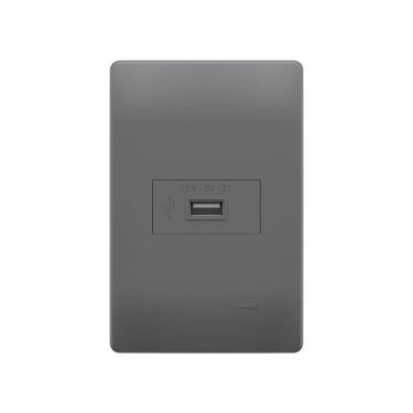 Imagem de Tomada Usb Fame Habitat Onix 15w Com Placa 4x2 Onix