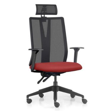 Imagem de Cadeira Escritório Giratória Presidente Flow F02 Base Preta Sintético Vermelho - Lyam Decor