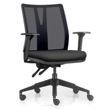 Imagem de Cadeira De Escritório Giratória Diretor Flow F02 Base Preta Sintético Preto - Lyam Decor